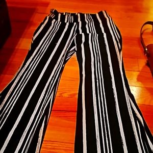 White stripe black pants
